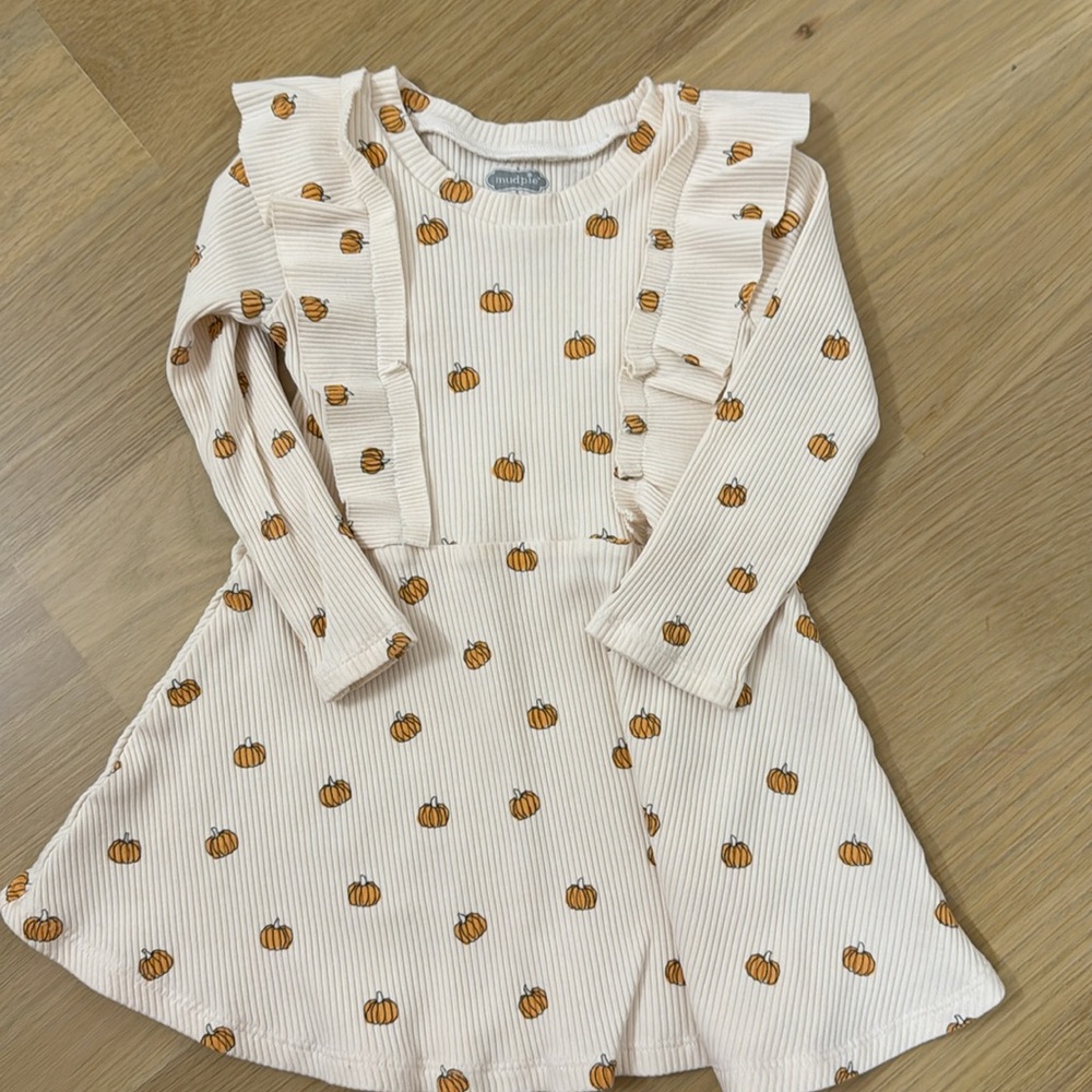 Mud Pie baby girl long sleeve pumpkin dress